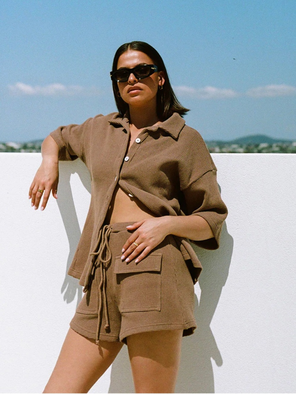 Sabo Skirt Matching Kase Set - Top and Shorts in Chocolate
